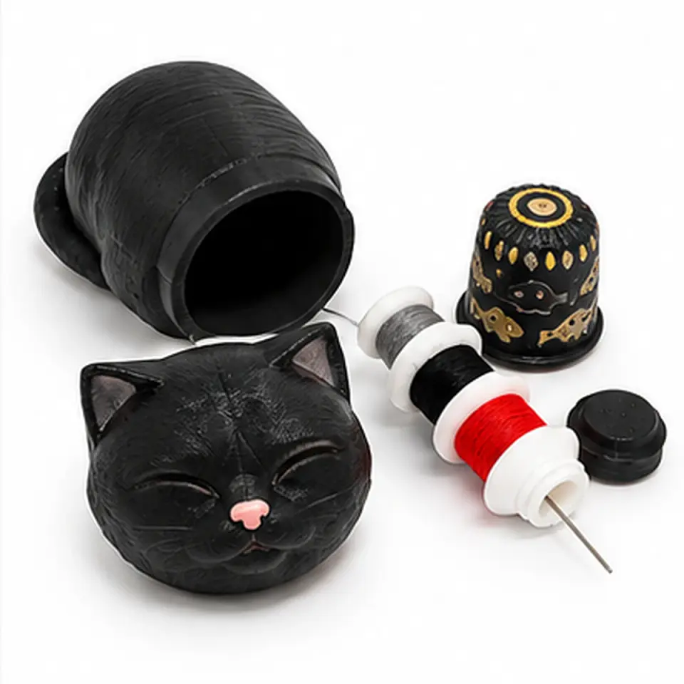 Mini Costurero Gatito Pintado a Mano – Kit de Costura 8
