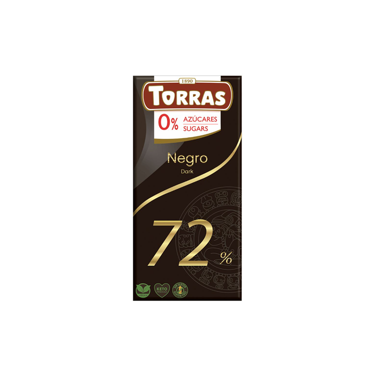 Chocolate Negro 72% Cacao  75 gr s/azucar Torras 1