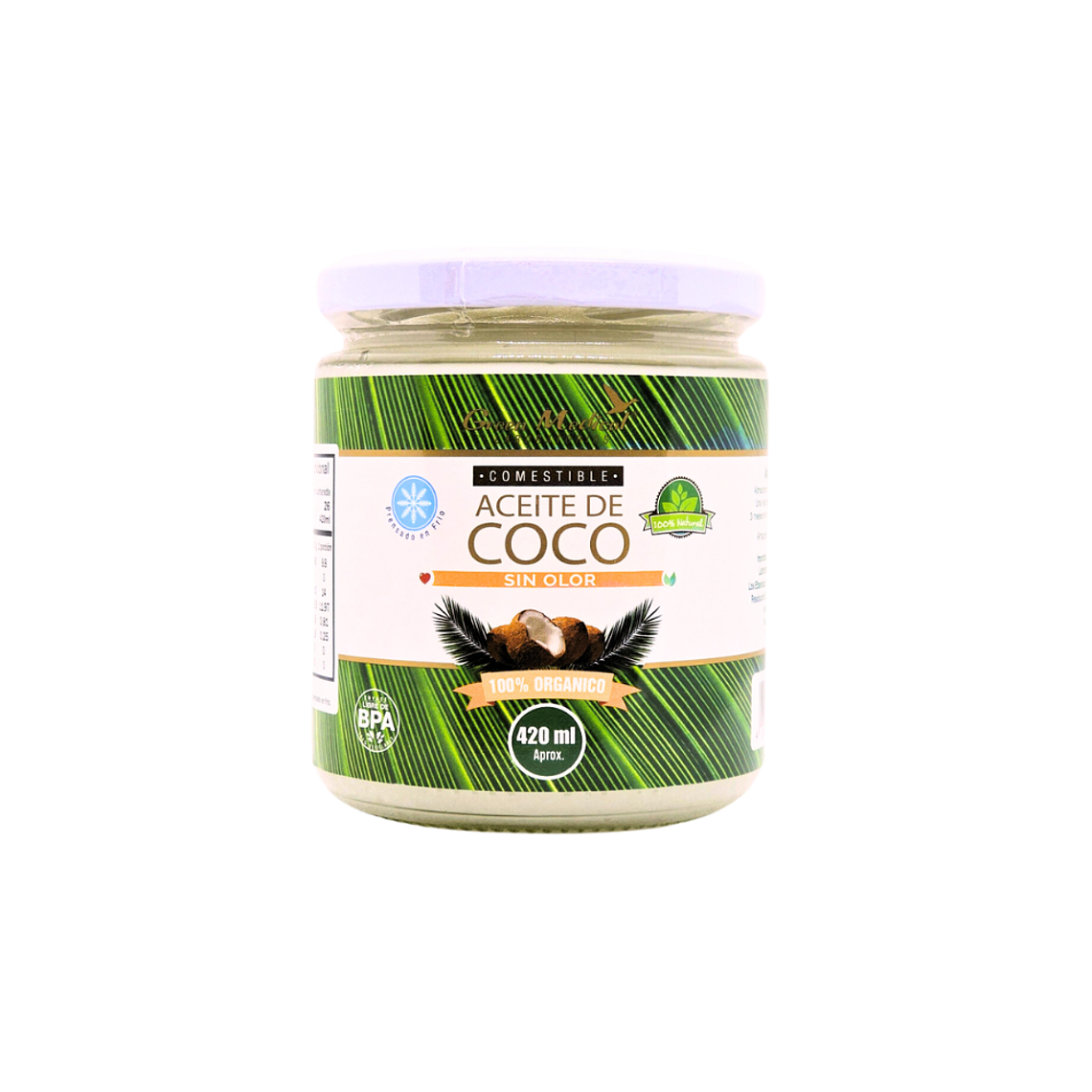 Aceite de Coco Organico sin  olor 420 ml Green Medical 1