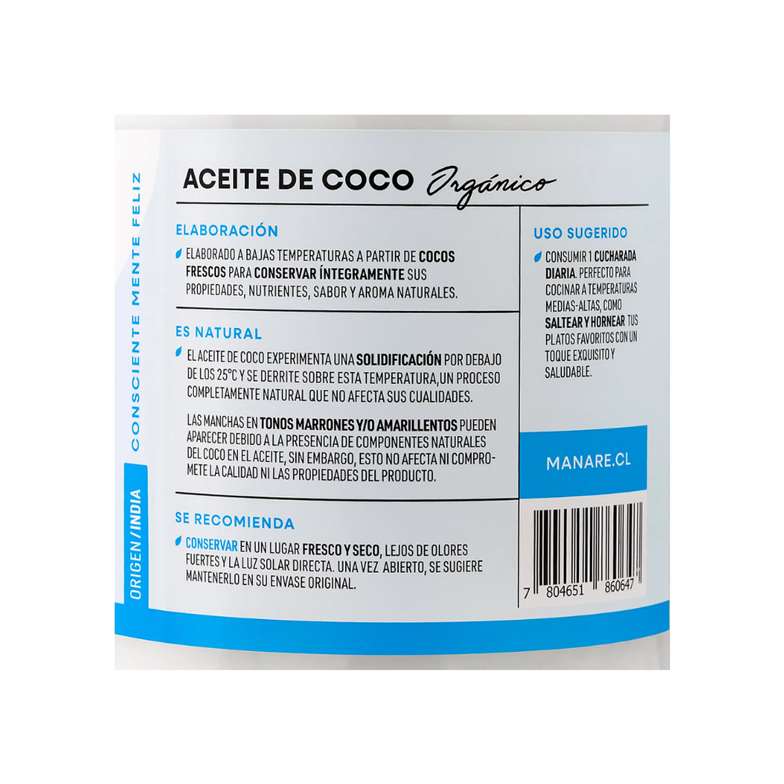 Aceite de Coco Organico con olor Litro Manare 2
