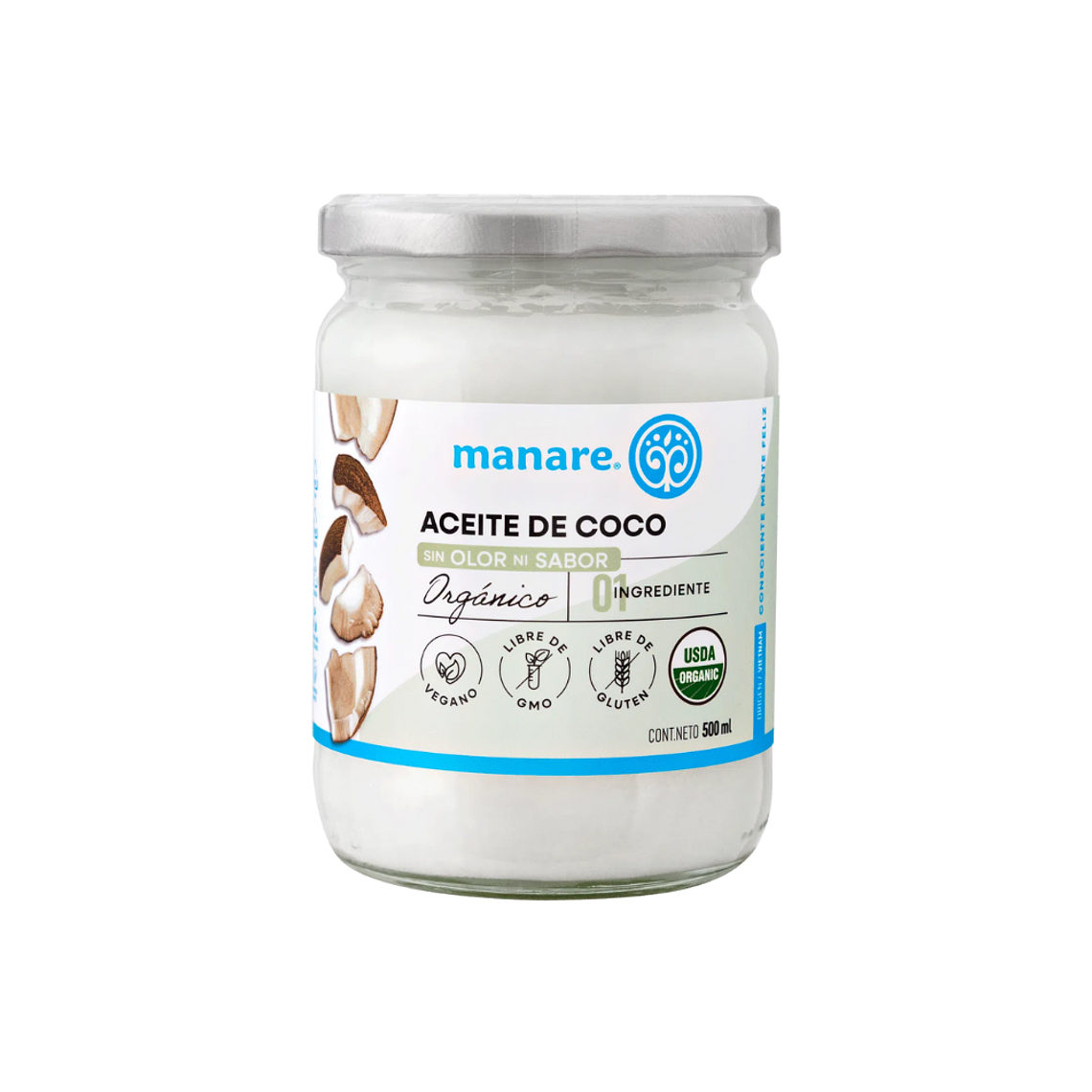 Aceite de Coco Organico sin olor 500 ml Manare 1