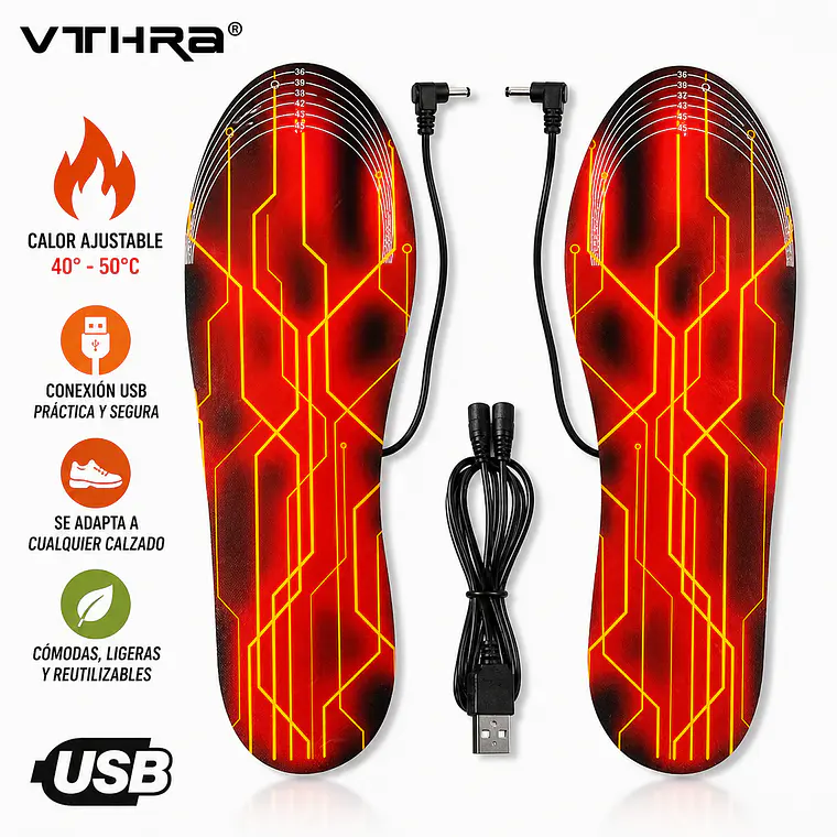 Plantillas Térmicas USB Calefaccionadas VTHRA – Calor Ajustable para Invierno 3