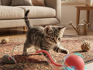 ​Pelota Inteligente 2-en-1: Juguete Interactivo con Cola de Silicona para Mascotas