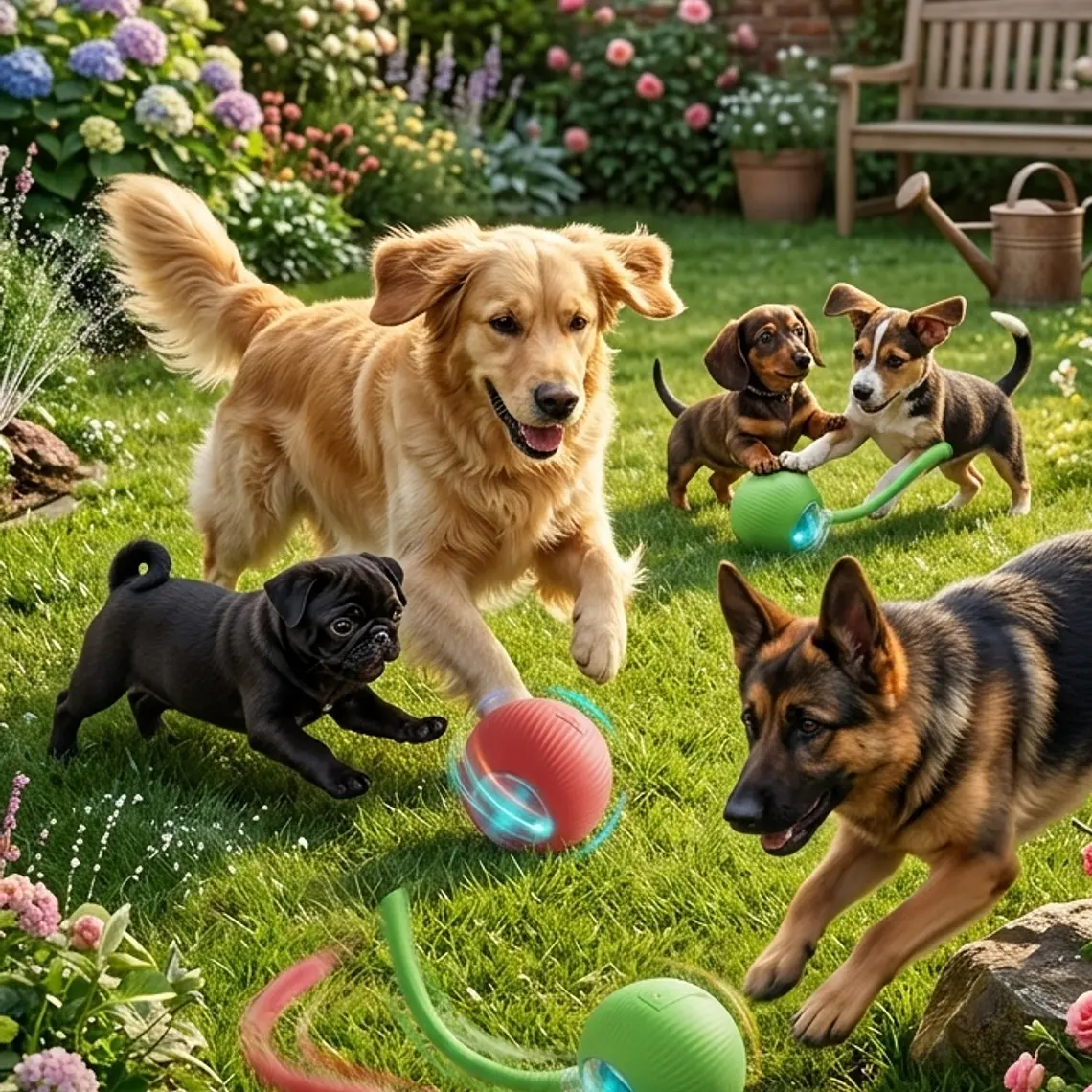 ​Pelota Inteligente 2-en-1: Juguete Interactivo con Cola de Silicona para Mascotas 3