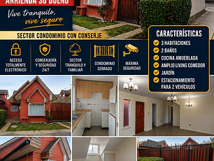 ARRIENDO BELLA Y GRANDE CASA EN CONDOMINIO EN LA CRUZ