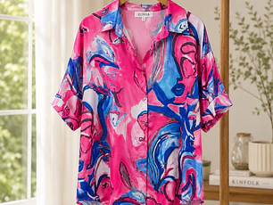 Blusa Satín con Estampado Artístico