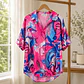 Blusa Satín con Estampado Artístico - Miniatura 1