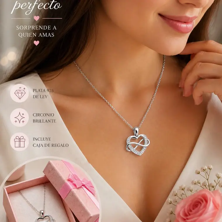  COLLAR CORAZON DE PLATA 925, UN DETALLE ELEGANTE Y PERFECTO PARA REGALAR 2