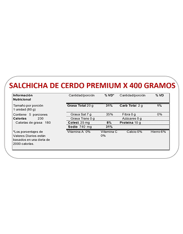 SALCHICHA PREMIUM x 400 GR