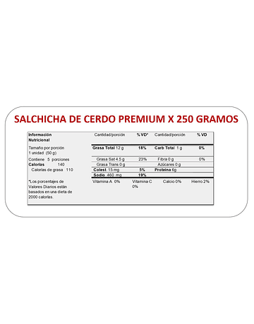SALCHICHA PREMIUM x 250 GR