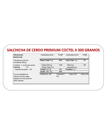 SALCHICHA PREMIUM x 300 GR