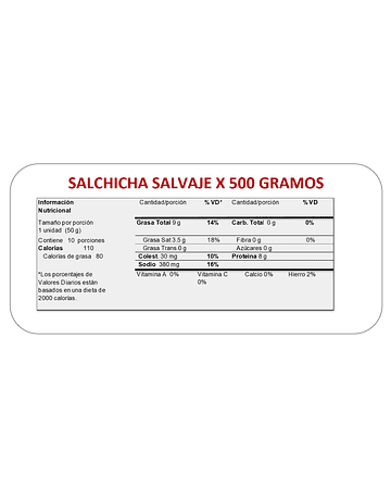 SALCHICHA SALVAJE x 500 GR