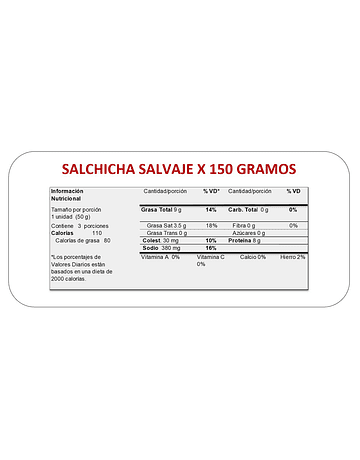 SALCHICHA SALVAJE x 150 GR