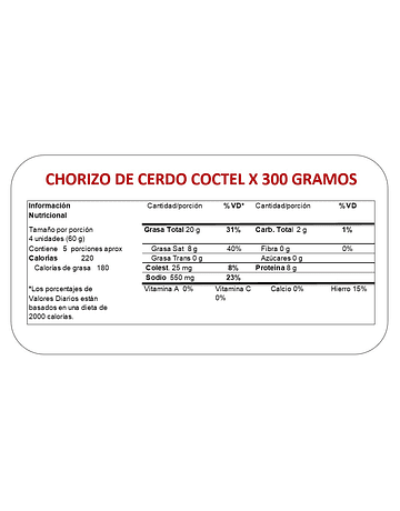 CHORIZO COCTEL 300G