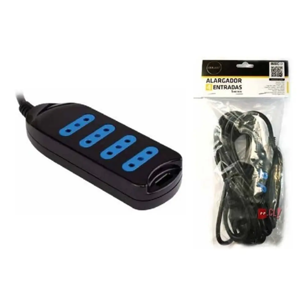 Alargador Eléctrico 5mts Certificado Negro - Ps 2