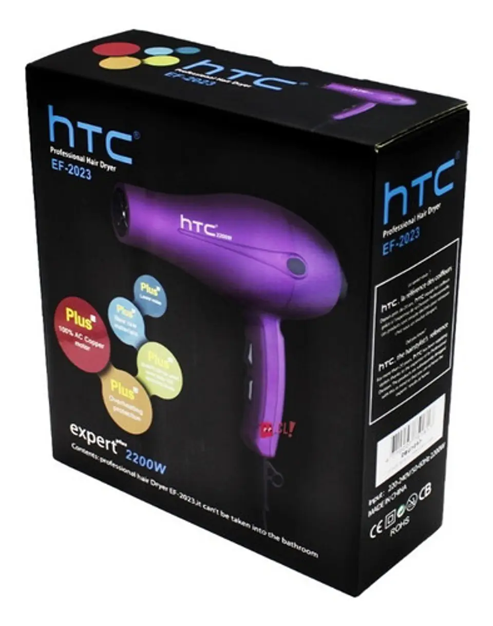 Secador De Cabello Htc Profesional 2200w Purpura - Ps 3