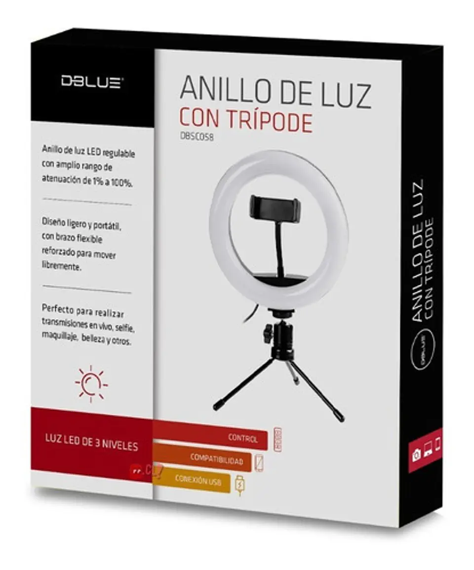Aro Led Celular Con Control De Luz Y Trípode - Ps 3