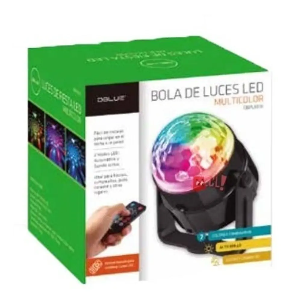 Luz Bola Led Giratoria Fiesta Multicolor Con Control - Ps 3