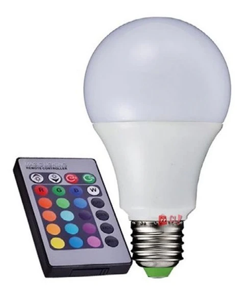 Ampolleta Led Rgb Conector E27 Con Control Remoto - Ps