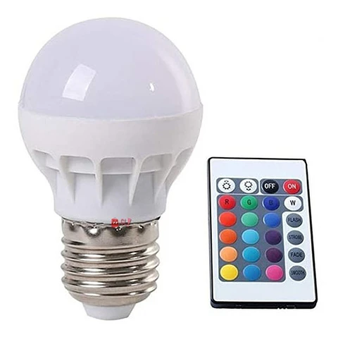 Ampolleta Led 3w Rgb Conector E27 Con Control Remoto - Ps