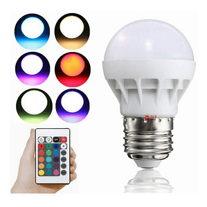 Ampolleta Led 3w Rgb Conector E27 Con Control Remoto - Ps