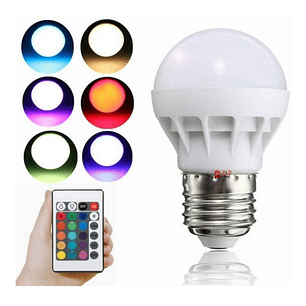 Ampolleta Led 3w Rgb Conector E27 Con Control Remoto - Ps