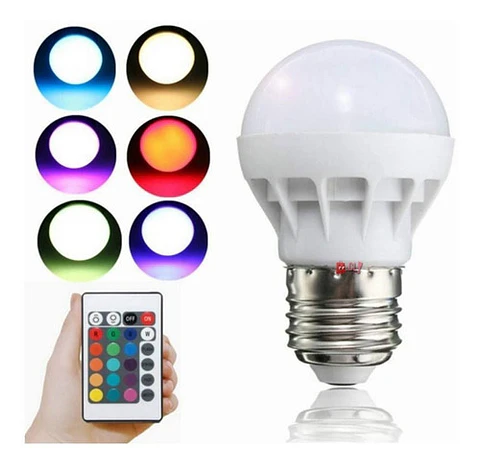 Ampolleta Led 3w Rgb Conector E27 Con Control Remoto - Ps