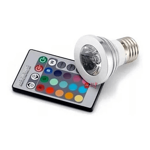 Ampolleta Led Rgb 3w Conector E27 Con Control Remoto - Ps