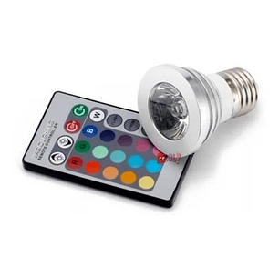 Ampolleta Led Rgb 3w Conector E27 Con Control Remoto - Ps