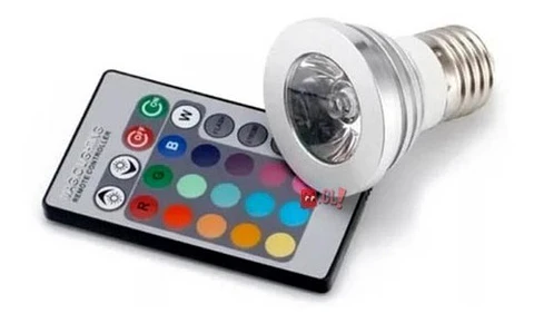 Ampolleta Led Rgb 3w Conector E27 Con Control Remoto - Ps