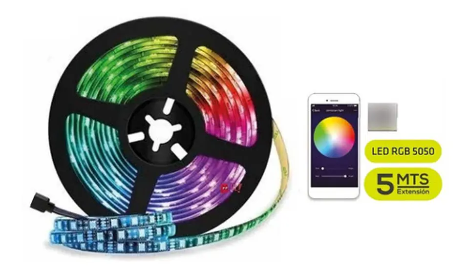 Tira Led 5mts Rgb 5050 Con Bluetooth Conexión Celular - Ps 2