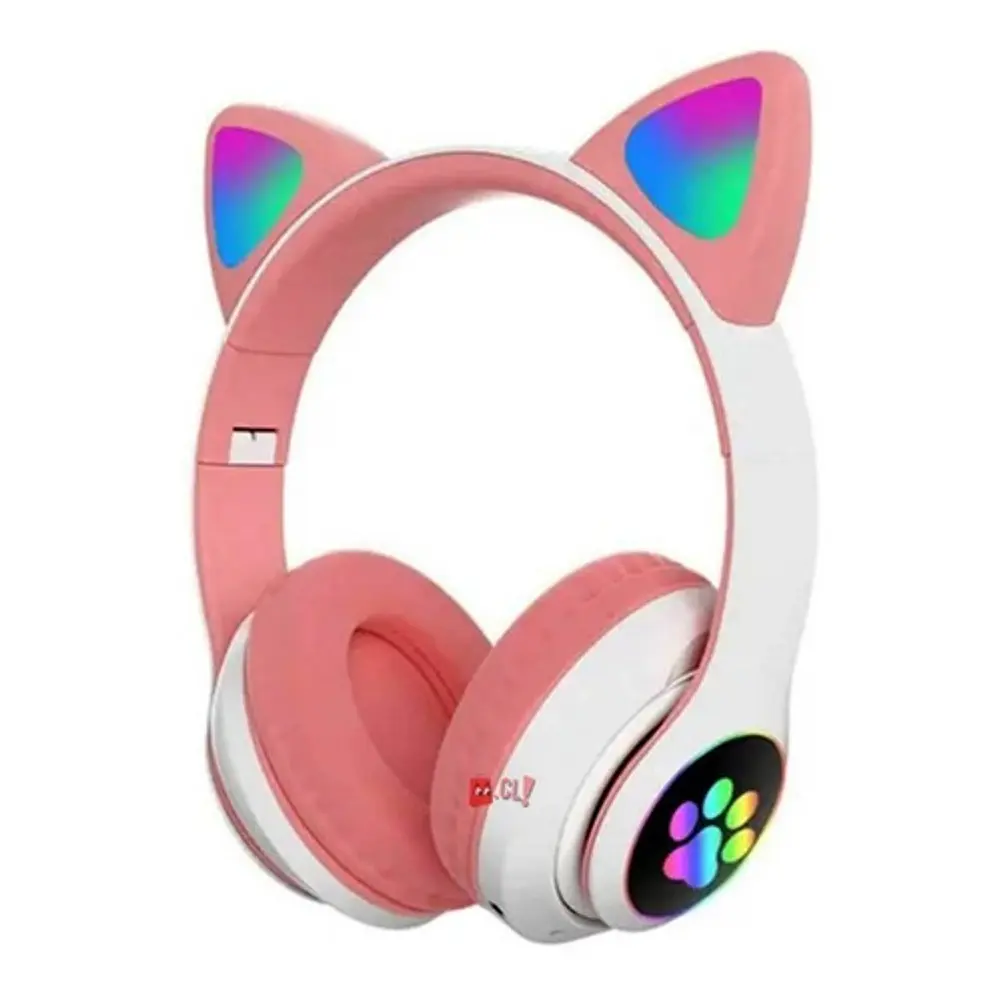 Audífonos Orejas De Gatito Bluetooth Rosado Monster - Ps 1