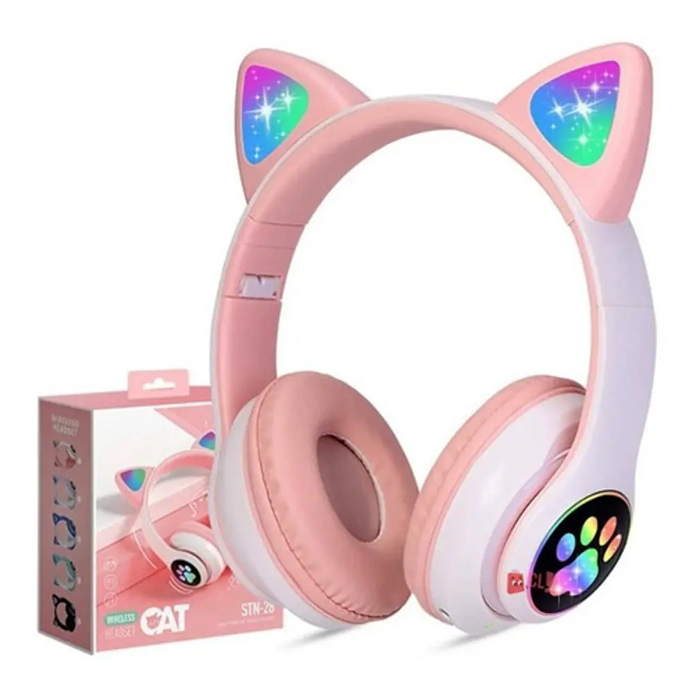 Audífonos Orejas De Gatito Bluetooth Rosado Monster - Ps 4