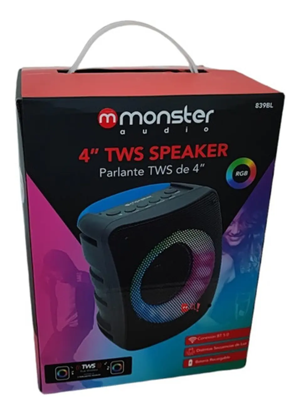 Parlante Monster Bluetooth 4 Pulgadas 839bl 10w - Ps 4