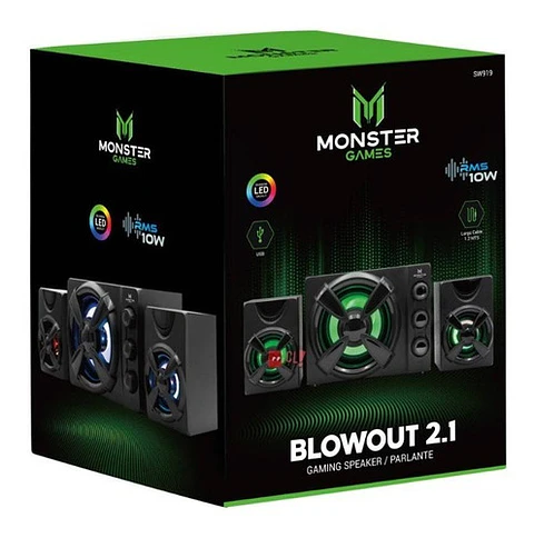 Subwoofer Monster Games Pc Blowout 2.1 Rgb 10w - Ps