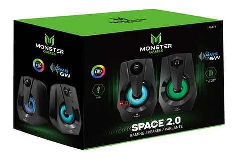 Parlante Pc Monster Games Space 2.0 Iluminación Rgb 6w - Ps