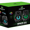 Parlante Pc Monster Games Space 2.0 Iluminación Rgb 6w - Ps 2