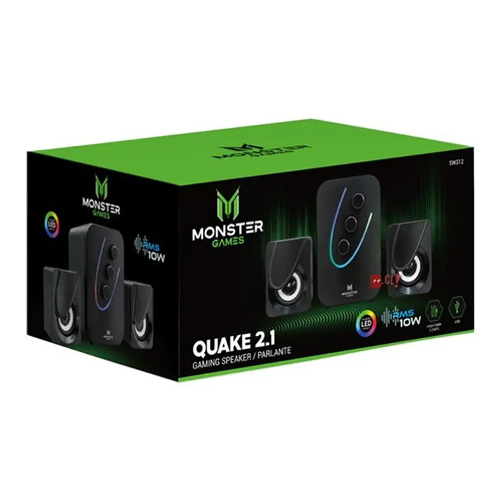 Subwoofer Gamer Rgb Monster Quake 2.1 10w - Ps 2