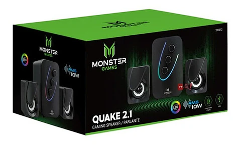 Subwoofer Gamer Rgb Monster Quake 2.1 10w - Ps