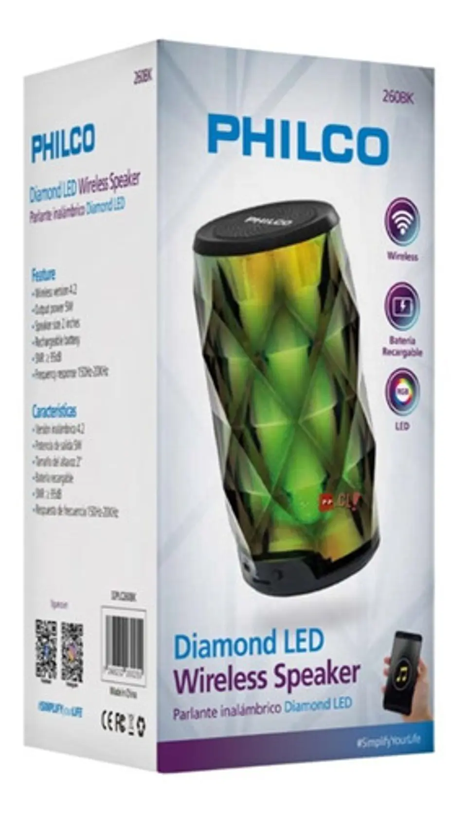 Parlante Bluetooth Portátil Diamond Led Rgb 5w - Ps 3