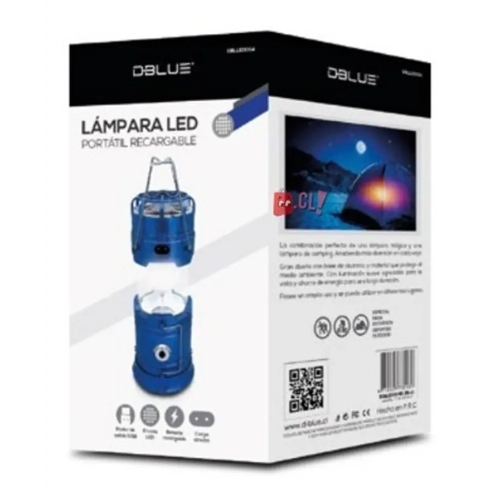 Lámpara Camping Con Ventilador Portátil Camping Azul - Ps 3