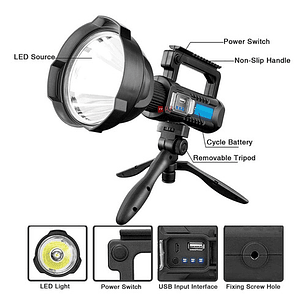 Foco Linterna Led Pedestal 1600 Lúmenes Recargable - Ps