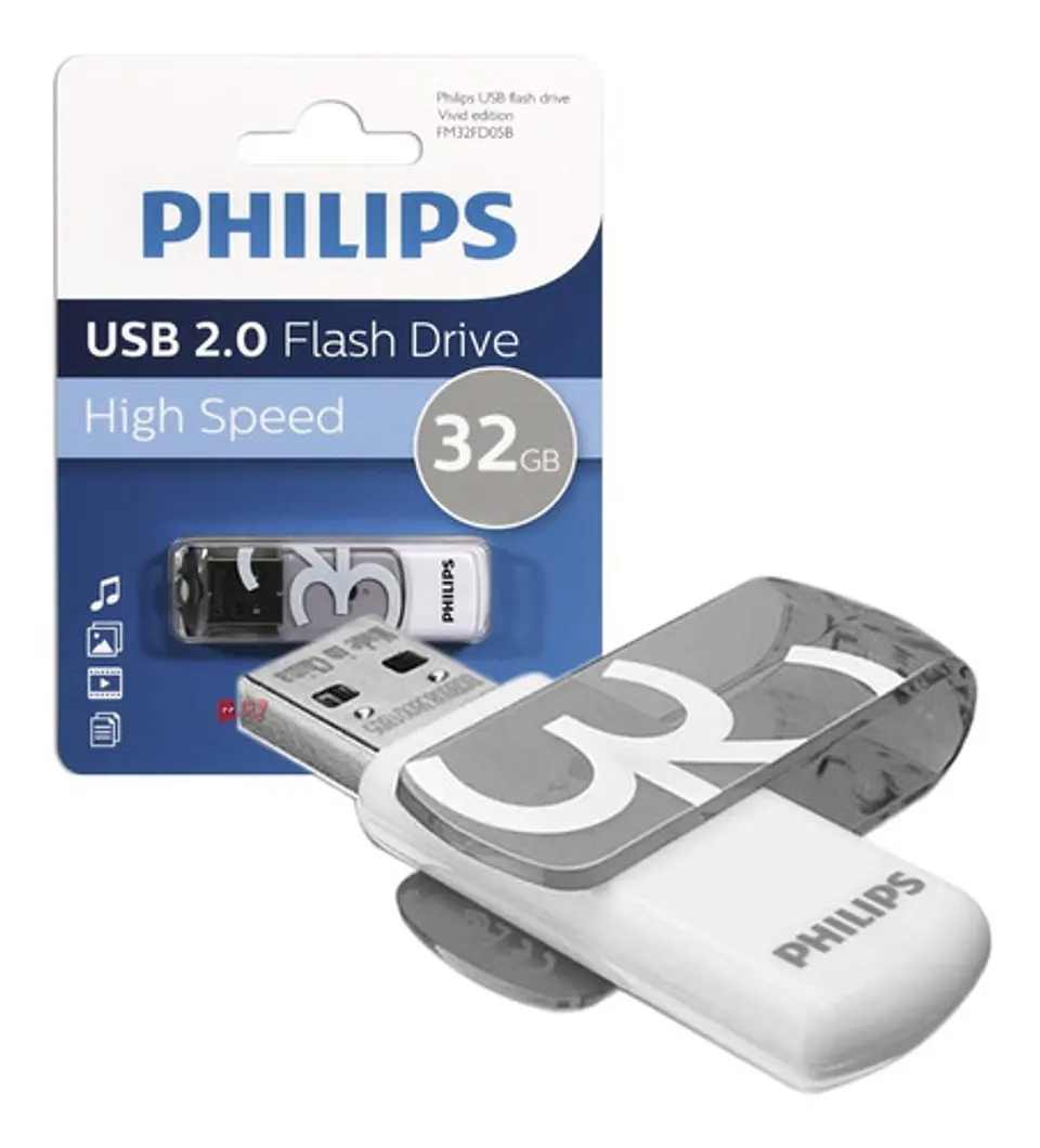 Pendrive 32gb Philips Vivid Gris - Ps 1