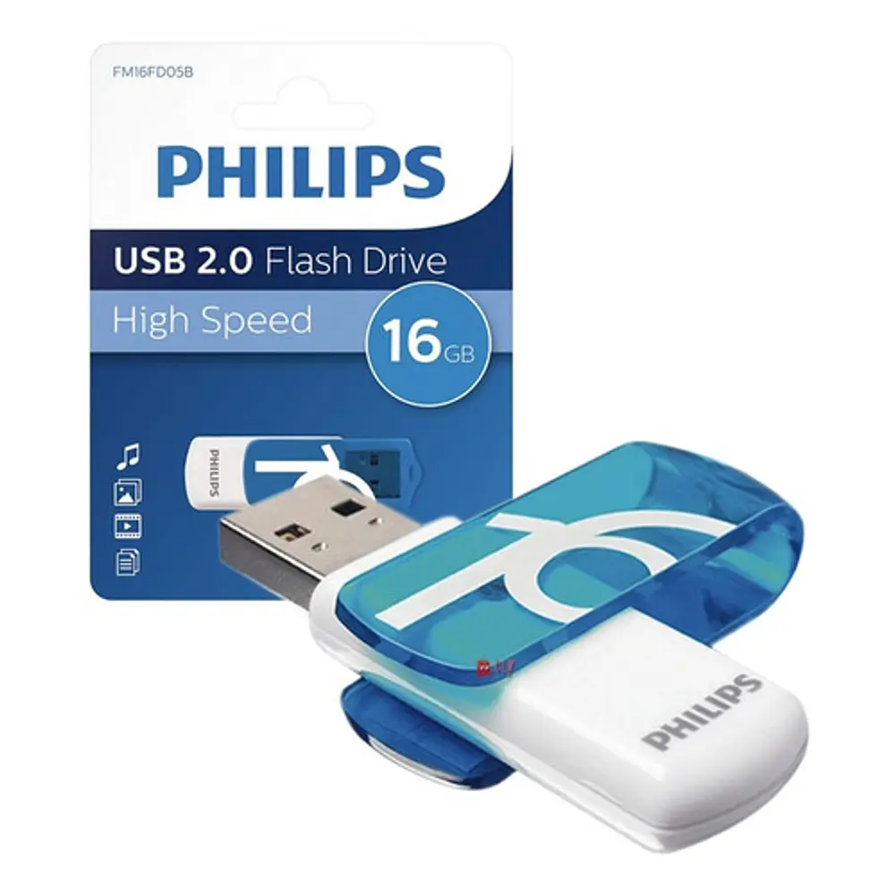 Pendrive 16gb Philips Vivid Azul - Ps 1