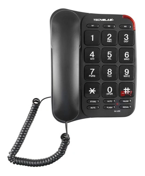 Teléfono Fijo Con Números Grandes Negro - Ps