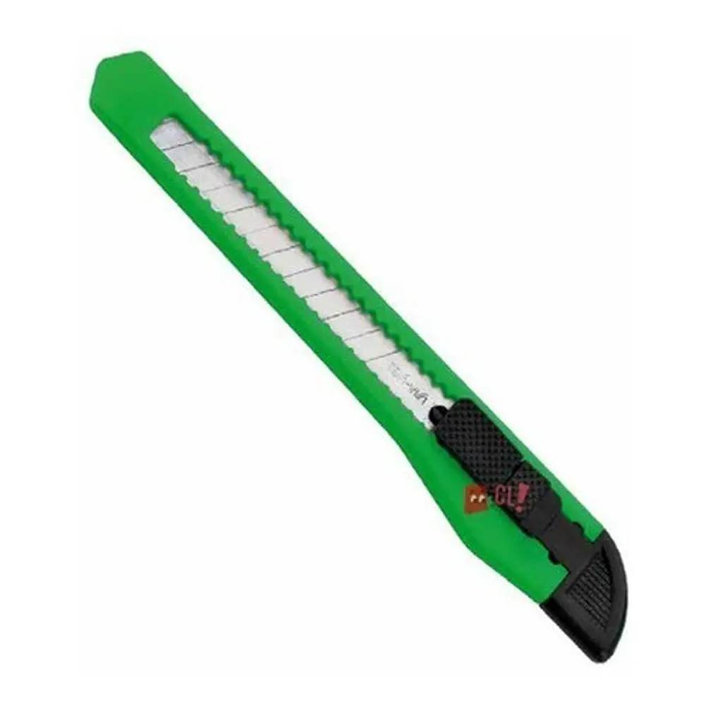Cuchillo Cartonero De 13cms Con Hoja De 9mm Color Verde - Ps 1