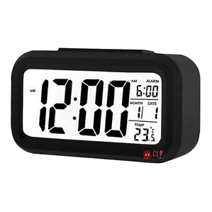 Reloj Despertador Pantalla Lcd Fecha Y Calendario Negro - Ps