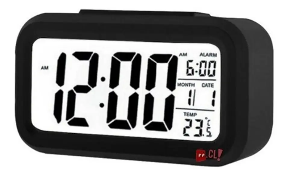 Reloj Despertador Pantalla Lcd Fecha Y Calendario Negro - Ps 1