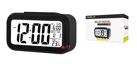 Reloj Despertador Pantalla Lcd Fecha Y Calendario Negro - Ps