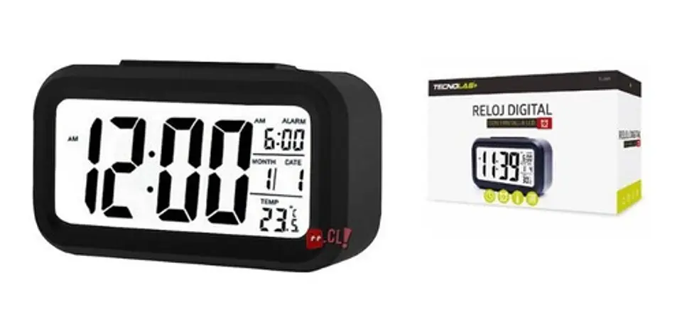 Reloj Despertador Pantalla Lcd Fecha Y Calendario Negro - Ps 2